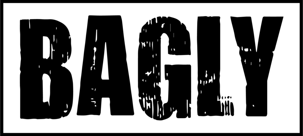 black and white BAGLY logo